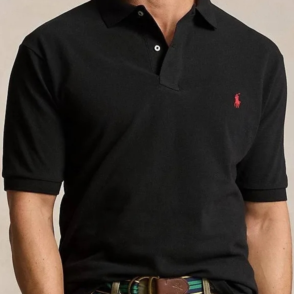 Polo by Ralph Lauren Men's Polo Shirt in Black with Red Logo